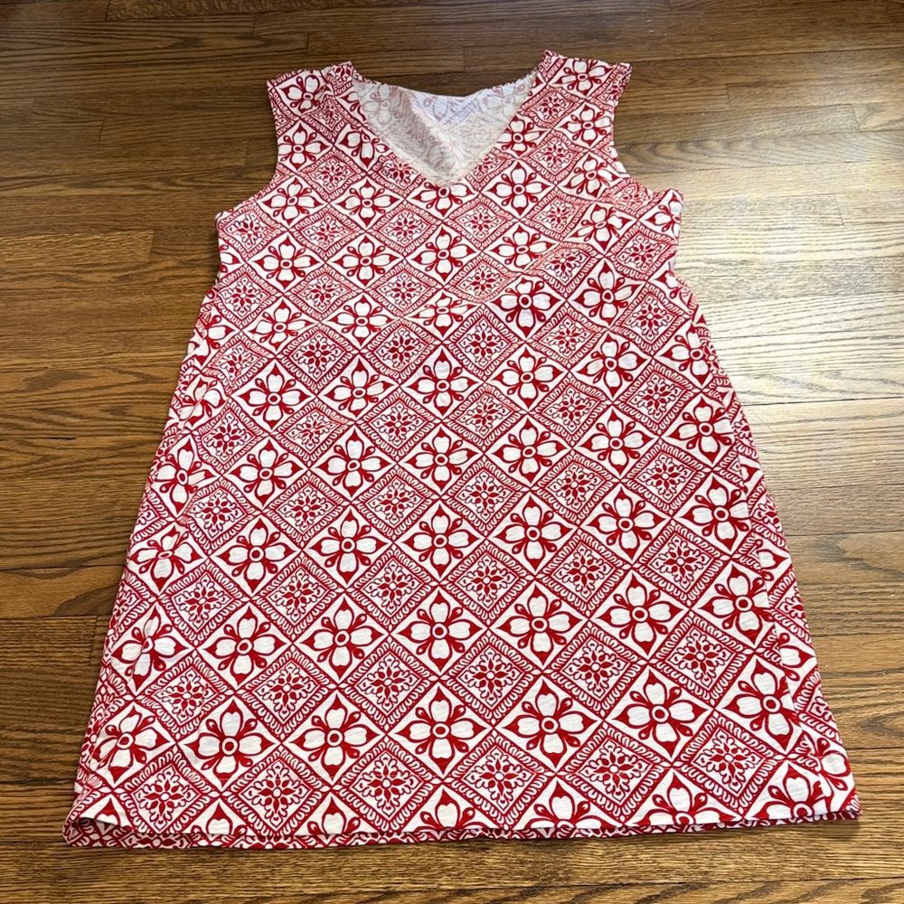 NWT Boden Red and White Sleeveless Patterned Girls' Dress Size Large